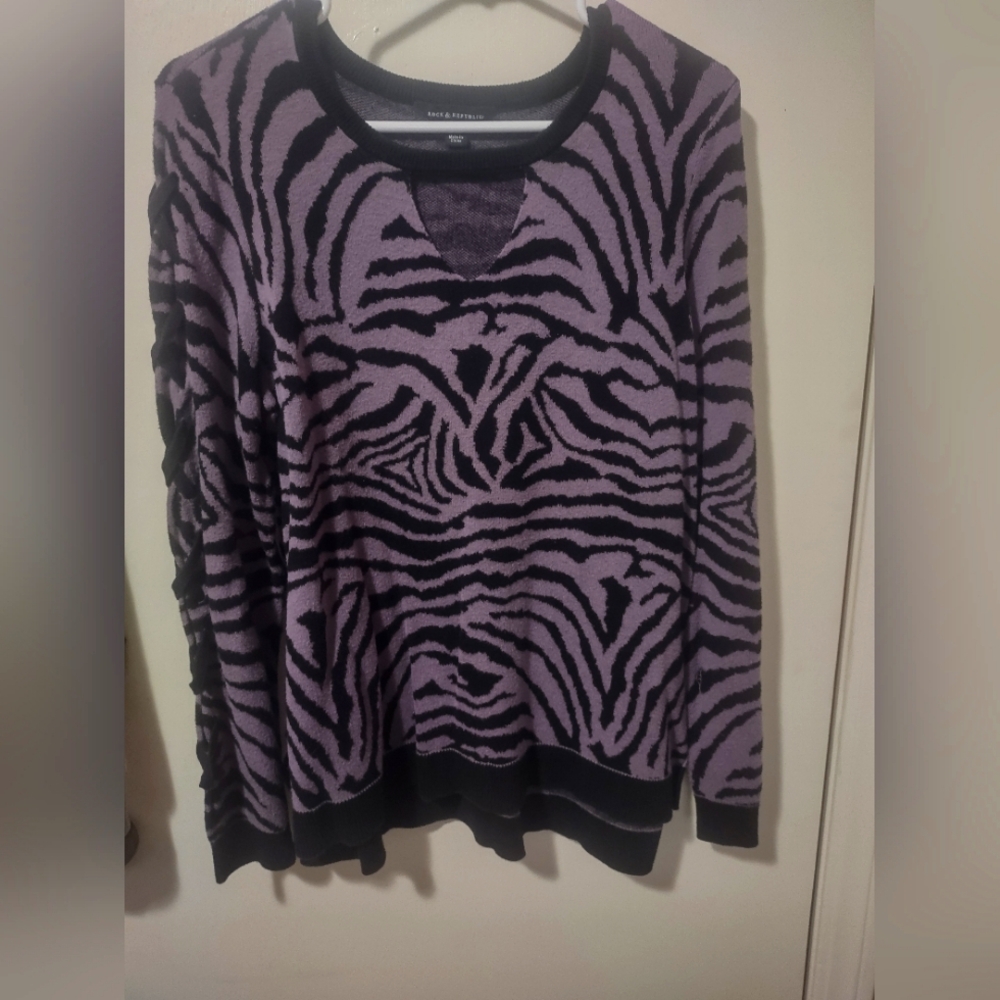 Rock & Republic Purple and Black Knit Top